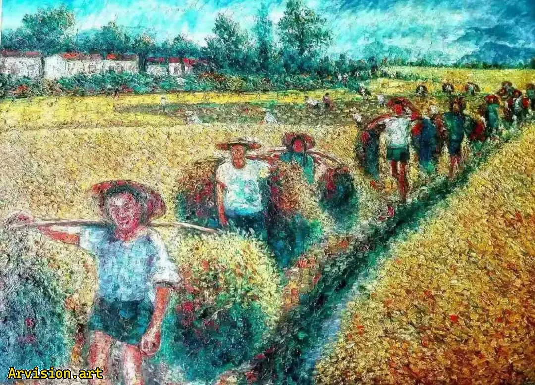 Ван Линь рисует пшеницу