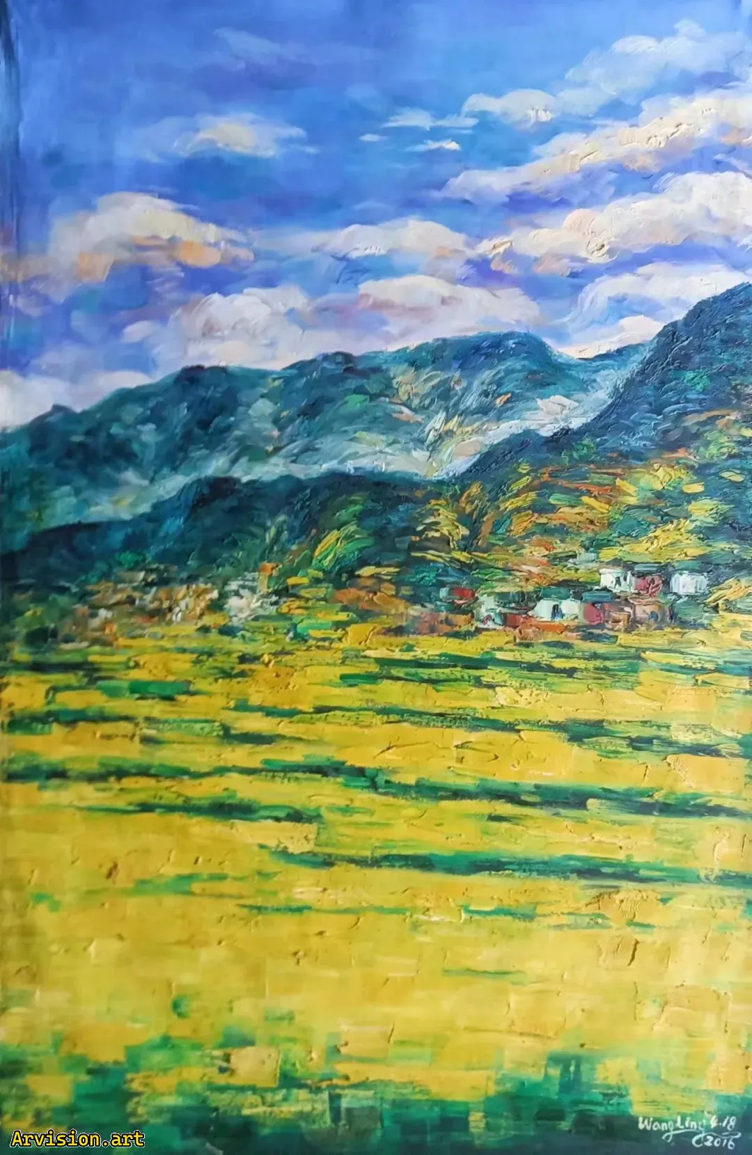 Ван Линь нарисовал масляные цветы