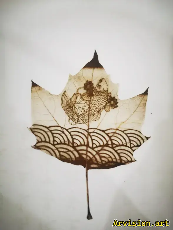 Рыбные работы с листьями